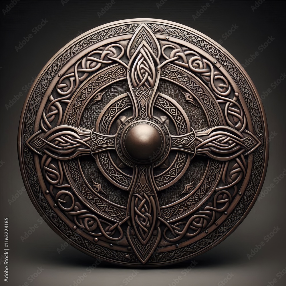 Fototapeta premium Celtic Shield Grip Detailed grip of a Celtic shield with pattern