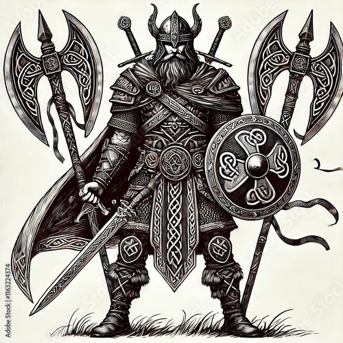 Celtic Warrior Detailed illustration of a Celtic warrior with we