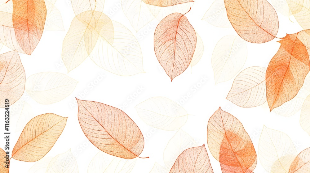 Obraz premium Delicate Skeletonized Leaves in Orange and Beige Hues