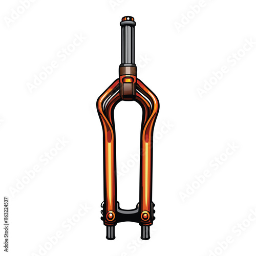 A detailed technical illustration of a bicycle fork, showcasing crown, steerer tube, dropouts, and blades.  Include various angles.