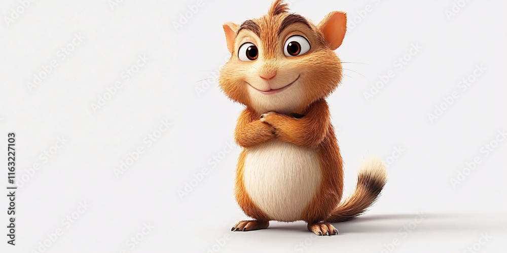 Fototapeta premium A charming 3D render of a cute chipmunk.