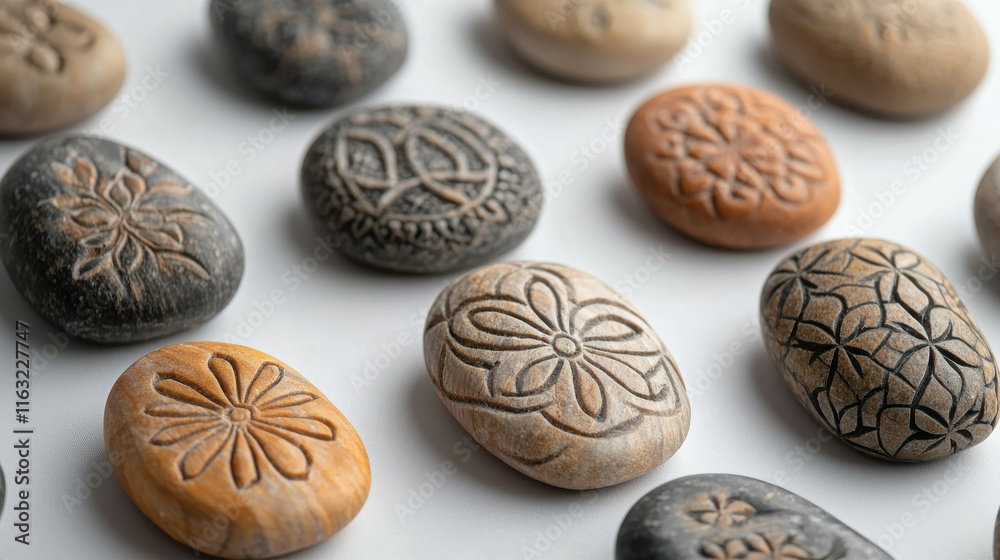 Close-Up of Detailed Polished Stones with Intricate Designs and Beautiful Colors