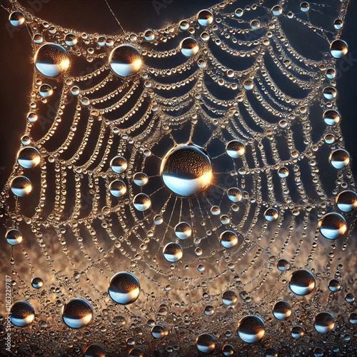 Spider Web Dew Drop Detail Present the view of a dew drop on a s