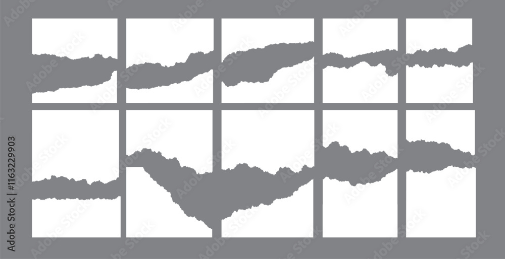 A realistic set of ripped white paper sheets Png isolated on a transparent texture background