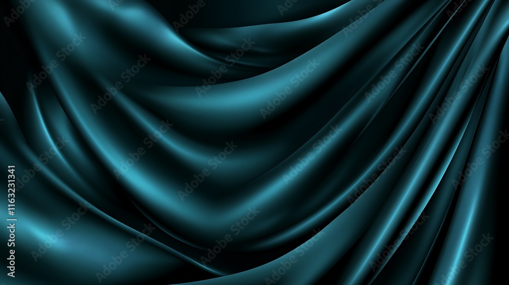Obraz premium Dark Teal Silk Drapes Flowing Gracefully