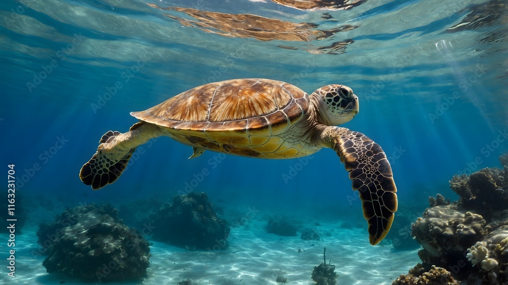 Fototapeta premium Quest for the Lost: The Loggerhead's Journey Through Ocean Secrets