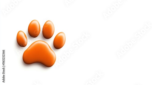 Orange paw print on a white isolated background. photo