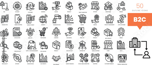Set of minimalist linear b2c icons. Vector illustration