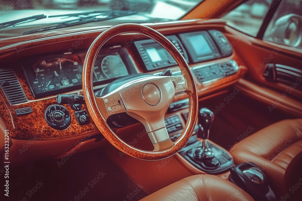 Obraz premium Luxurious Car Interior with Elegant Dashboard Design