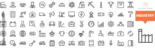 Set of minimalist linear industry icons. Vector illustration