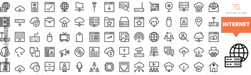 Set of minimalist linear internet icons. Vector illustration