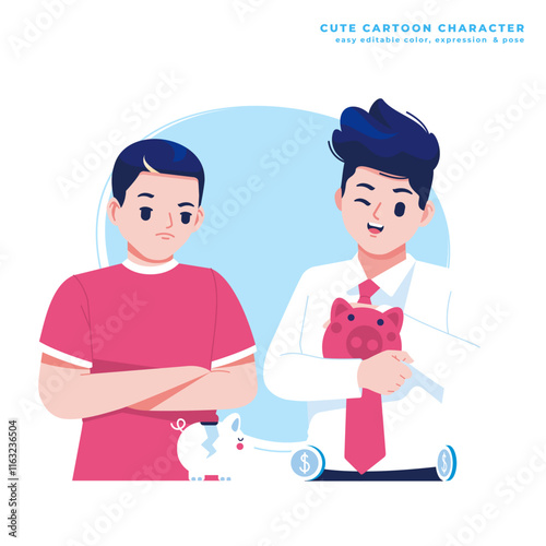different mindset cute cartoon character