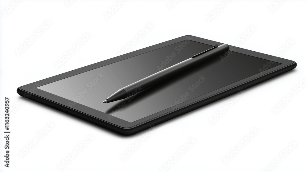 Digital tablet with a stylus pen isolated on white background for creative design Digital tablet with a stylus pen isolated on white background for creative design