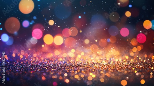 Glittering colorful party background with bright lights for holiday and celebration themes photo