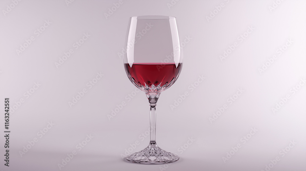 Elegant wine glass with red wine isolated on white background for sophisticated visuals Elegant wine glass with red wine isolated on white background for sophisticated visuals