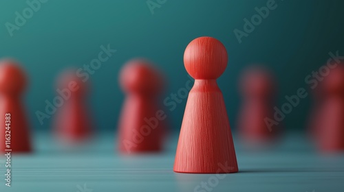 A red game piece stands out among others, symbolizing individuality and leadership.