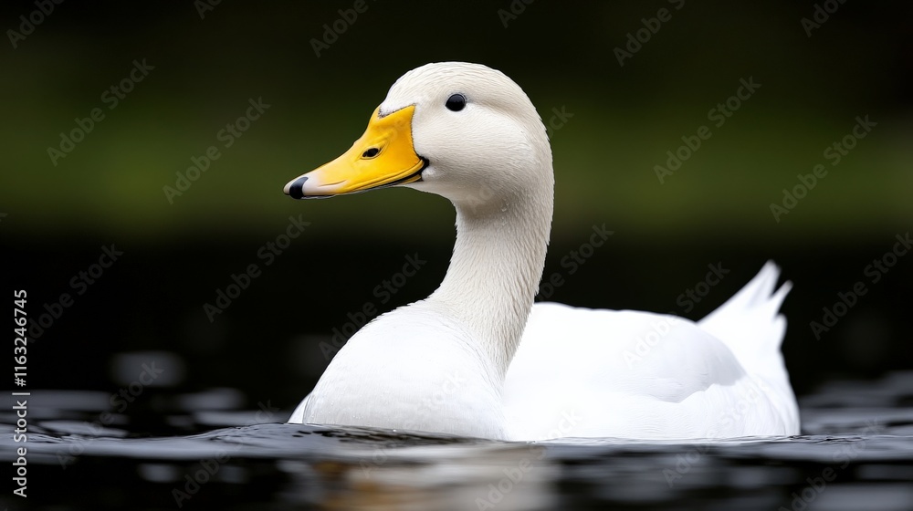 Serene White Swan on Dark Water Serene White Swan on Dark Water
