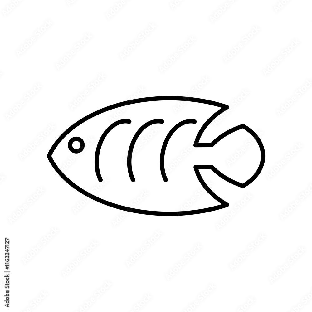 fish icon, line vector isolated on white background. trendy and modern design fish icon, line vector isolated on white background. trendy and modern design