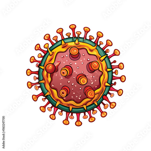 Create a detailed vector illustration depicting HIV infection stages virus entry, replication, and immune system compromise.  Show viral particles, T-cells, and immune response.