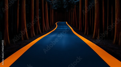 Mysterious Forest Road at Night  photo