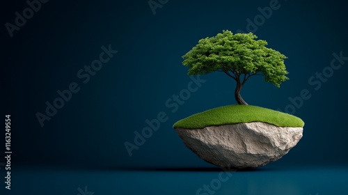 Solitary Tree on Floating Rock Island  photo