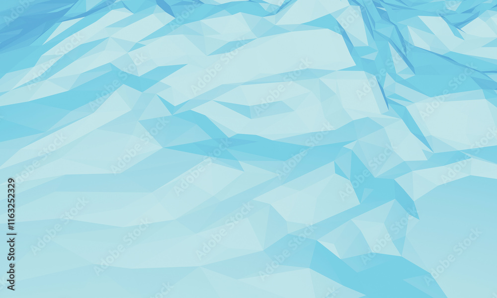 Obraz premium Blue low polygon ice mountain. Ice terrain background