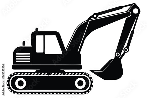 Construction excavator silhouette vector illustration isolated on a white background