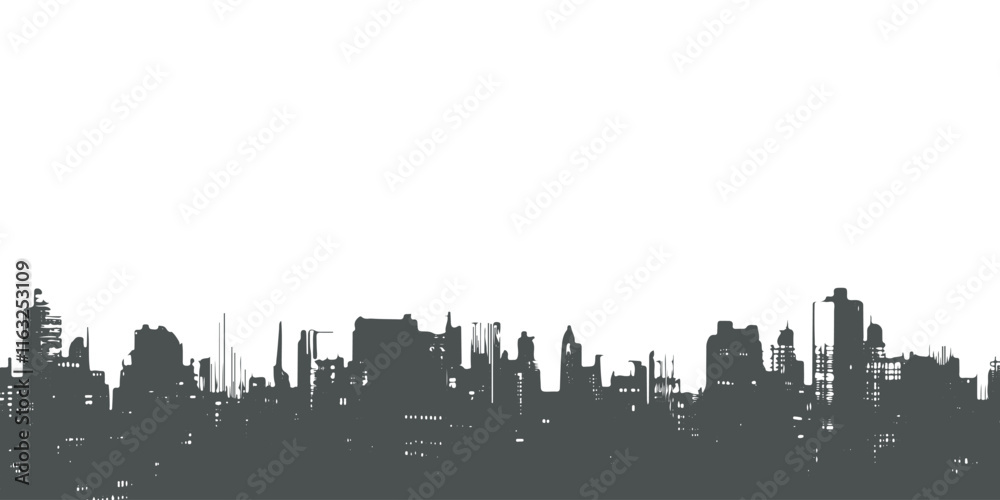 Fototapeta premium Skyscraper and office building silhouette background, highlighting urban design. Suitable for real estate promotion, architectural visuals and modern design projects.