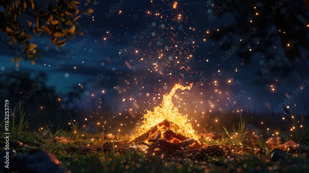 Naklejka premium Campfire Glow in the Night