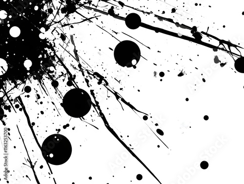 Abstract Black Ink Splatter on White Background