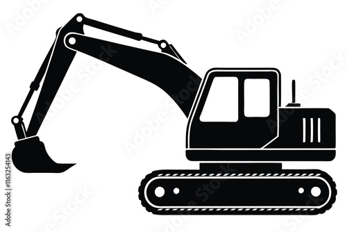 Construction excavator silhouette vector illustration isolated on a white background