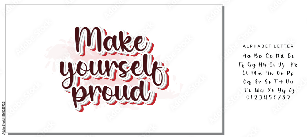 Naklejka premium Inspirational handwritten brush lettering make yourself proud. Vector calligraphy illustration on white background. Typography for banners, badges, postcard, t-shirt, prints, posters.