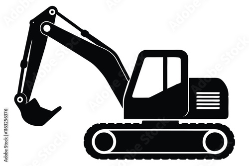 Construction excavator silhouette vector illustration isolated on a white background