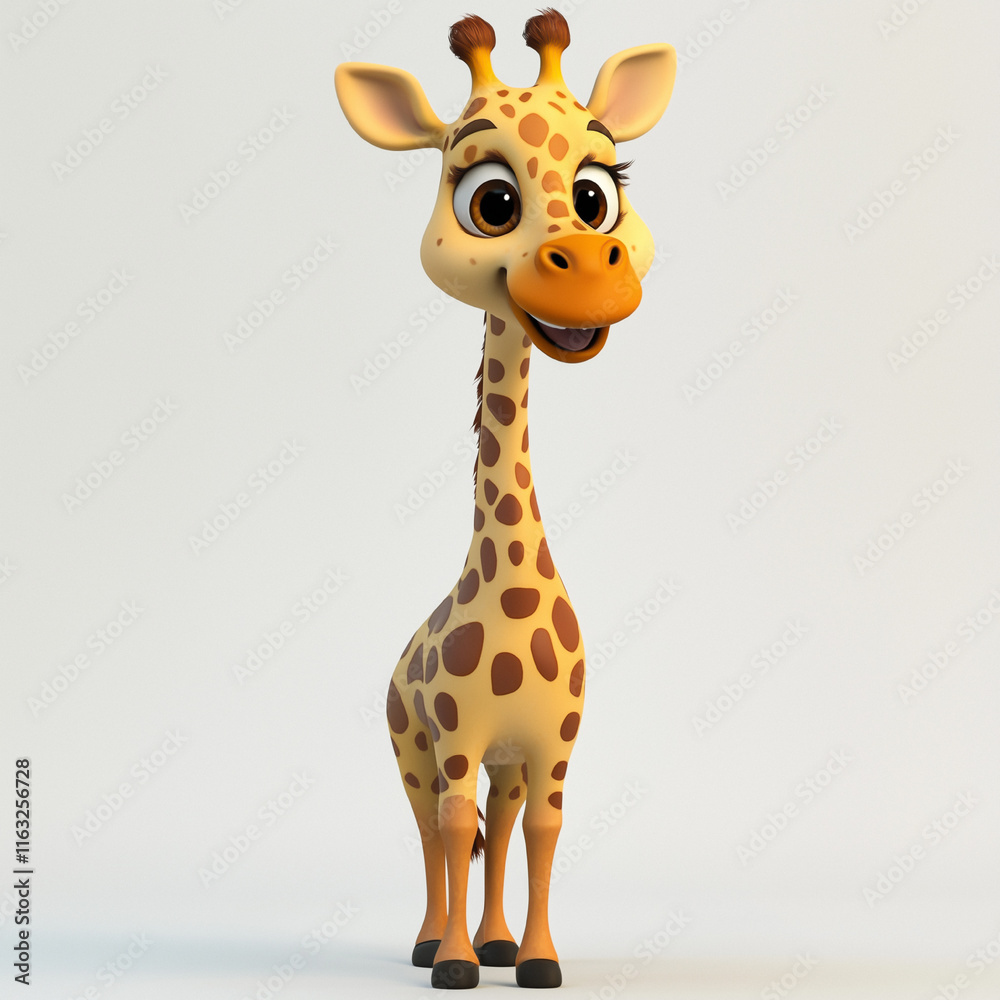 Friendly Giraffe Adorable 3D Cartoon for Kids. Friendly Giraffe Adorable 3D Cartoon for Kids.