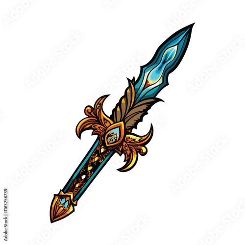 A meticulously detailed image of a dragon-scaled sabre, its blade shimmering with iridescent scales, reflecting light.  The hilt is intricately designed.