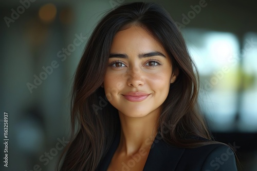 Wallpaper Mural Closeup portrait of confident hispanic businesswoman. Young woman with smile looks directly at camera. Modern business pro. Successful, cheerful person. Studio shot. Stylish executive. Fashionable Torontodigital.ca