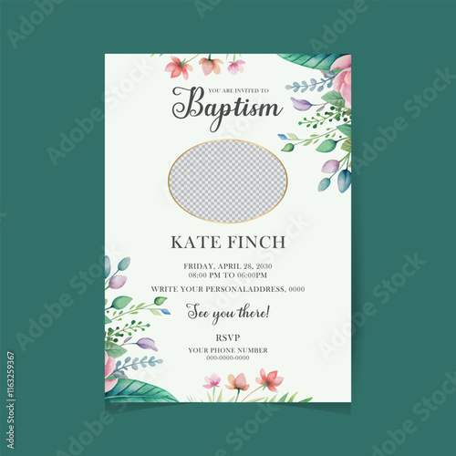 Baptism day greetings card set. Posters with peaceful dove and blooming flowers to celebrate traditional religious festival. Christian holiday.