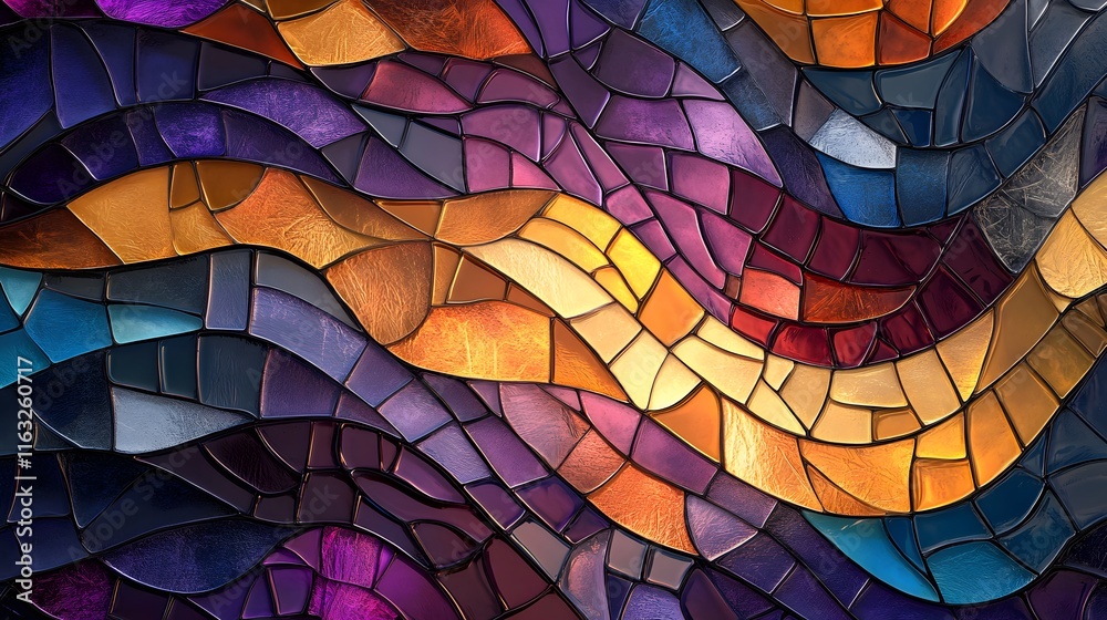 Fototapeta premium Mesmerizing abstract background featuring vibrant colors and intricate patterns created by dynamic brushstrokes and curved lines. Generative AI
