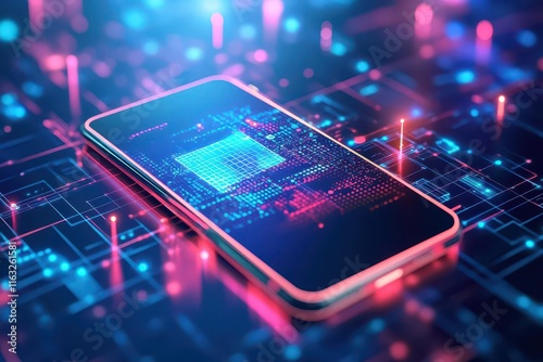 Gaming mobile ecosystem, smartphones with immersive VR experiences, 3D illustration