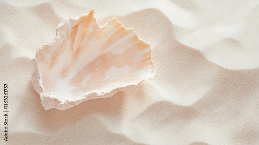 Elegant Seashell on Soft Sand Backdrop Serene Beach Aesthetic in Natural Light Elegant Seashell on Soft Sand Backdrop Serene Beach Aesthetic in Natural Light