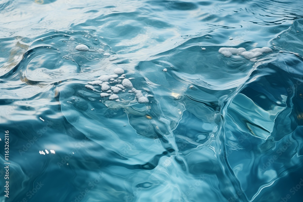 Abstract Blue Water Texture with Bubbles and Reflections, showing moving water, Abstract Blue Water Texture with Bubbles and Reflections, showing moving water,