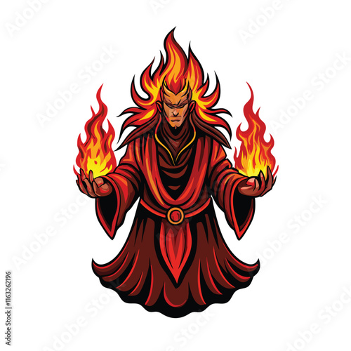 A powerful fire mage, intensely focused, casting a fiery spell.  Intricate details, dramatic lighting, fantasy art.