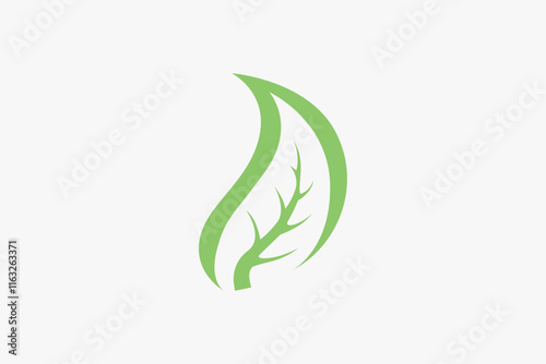 Modern minimalist green leaf logo 
