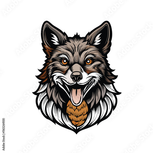 Detailed vector sketch engraving of a cunning fox stealthily carrying a chicken in its mouth.  Intricate linework, vintage style.