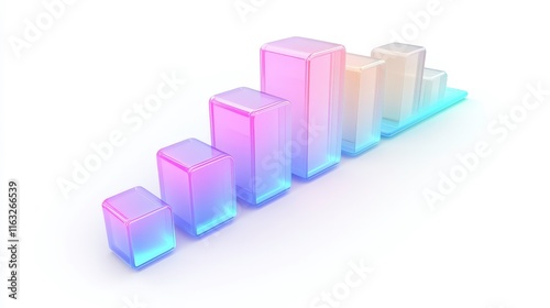 Free Download A 3D illustration of ascending bars representing growth or progress, featuring a gradient of colors from purple to light beige, set against a white background. - GFXLoad