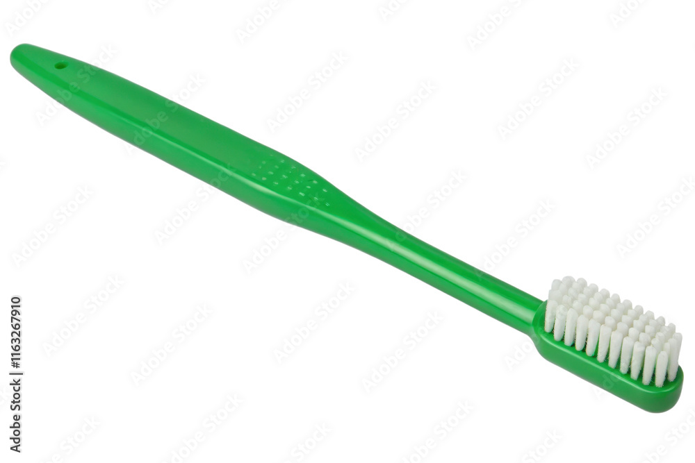 Green toothbrush with white bristles isolated with transparent background Green toothbrush with white bristles isolated with transparent background