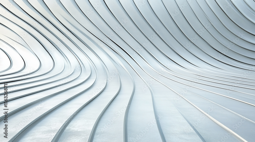 Fototapeta premium Sleek white abstract design with flowing lines and curves creating depth
