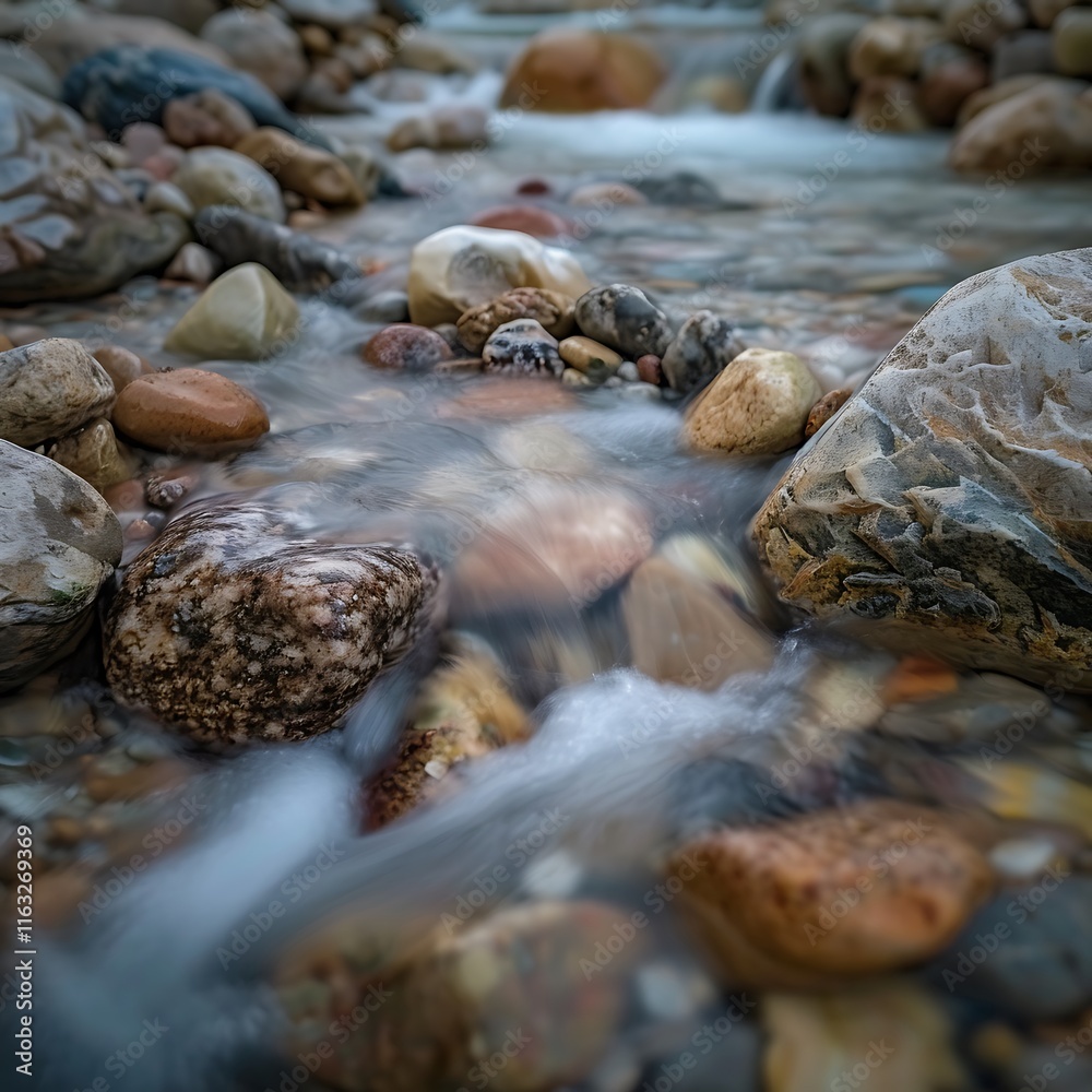 Smooth River Rocks, Water Flowing, Natures Serenity, Calm Stream, Pebbles, Stones, Creek, Tranquilit Smooth River Rocks, Water Flowing, Natures Serenity, Calm Stream, Pebbles, Stones, Creek, Tranquilit