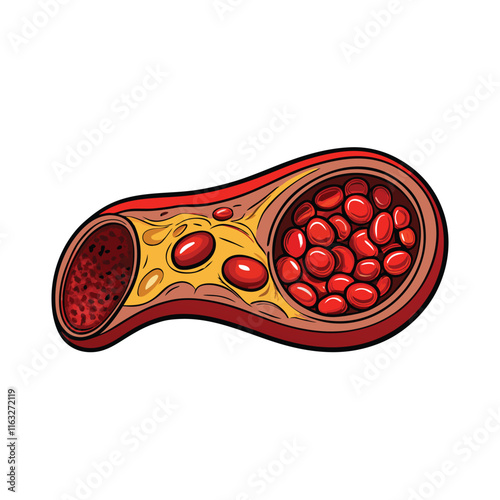 Illustrate the sequential stages of thrombus formation, highlighting platelet aggregation, fibrin polymerization, and red blood cell entrapment.