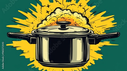 Retro Pot with Explosion Background photo